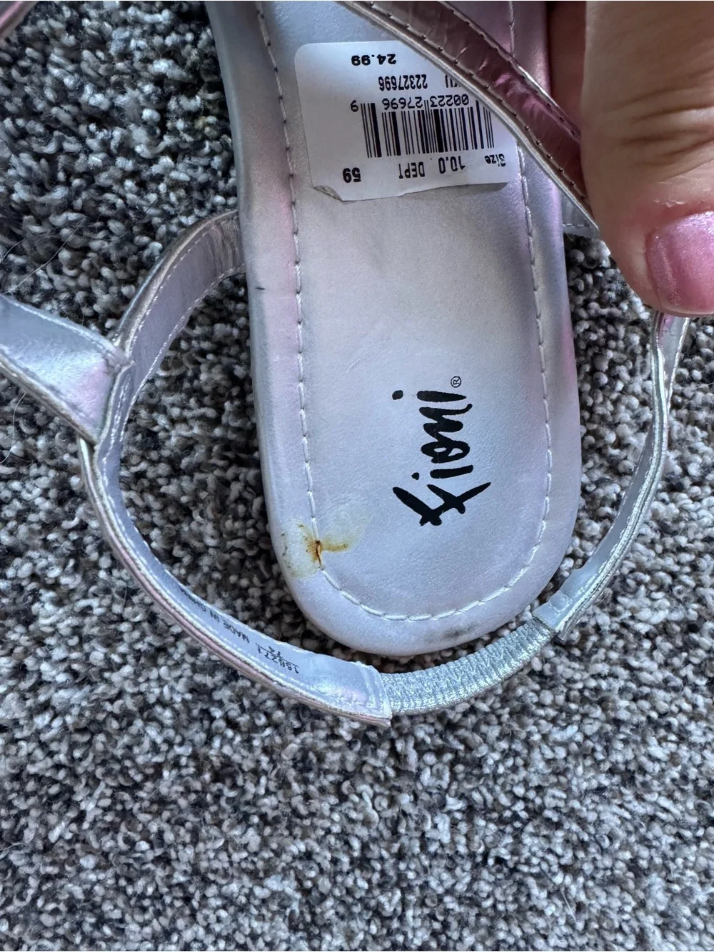 Women's Silver T-Strap Sandals with Gem Accents